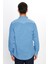 Erkek Slim Fit Dar Kesim Uzun Kollu Çift Cepli Kapaklı Parça Dikişli Mavi Denim Kot Gömlek 5