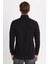 Erkek Slim Fit Dar Kesim Pamuklu Yarım Fermuarlı Dik Yaka Siyah Sweatshirt 5
