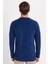 Erkek Slim Fit Dar Kesim Pamuklu Selanik Kumaş Bisiklet Yaka İndigo Sweatshirt 5