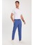 Erkek Regular Fit Beli Lastikli Bağcıklı Jogger İndigo Pantolon Rahat Kesim Yan Cepli 2