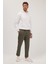 Erkek Regular Fit Beli Lastikli Bağcıklı Jogger Haki Pantolon Rahat Kesim Yan Cepli 2