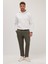 Erkek Regular Fit Beli Lastikli Bağcıklı Jogger Haki Pantolon Rahat Kesim Yan Cepli 5