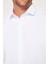 Modern Slim Fit Uzun Kollu Pamuklu Kolay Ütü Armürlü Erkek Beyaz Gömlek 4