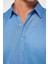 Slim Fit Uzun Kollu Kolay Ütü Teri Emen Nefes Alan Doku Kravatlık Dört Mevsim İndigo Erkek Gömlek 4