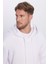 Unisex Oversize Geniş Kesim Pamuklu Yumuşak Dokulu Içi Polarlı Basic Beyaz Kapüşonlu Sweatshirt 2