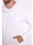Unisex Oversize Geniş Kesim Pamuklu Yumuşak Dokulu Içi Polarlı Basic Beyaz Kapüşonlu Sweatshirt 5