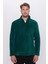 Unisex Standart Fit Rahat Kesim Tüylenme Yapmayan Soğuk Geçirmez Yeşil Dik Yaka Polar Sweatshirt 2