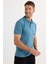 Erkek Slim Fit Dar Kesim Pamuklu Yumuşak Dokulu Serin Tutan Kumaş Düz Pike Mavi Polo Yaka Tişört 4