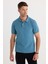Erkek Slim Fit Dar Kesim Pamuklu Yumuşak Dokulu Serin Tutan Kumaş Düz Pike Mavi Polo Yaka Tişört 5