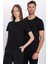 Unisex Slim Fit Dar Kesim %100 Pamuk Yumuşak Dokulu Siyah Bisiklet Yaka Tişört 3
