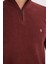 Erkek Slim Fit Dar Kesim Pamuklu Selanik Kumaş Yarım Fermuarlı Kiremit Dik Yaka Sweatshirt 3