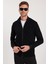 Erkek Standart Fit Normal Kesim Desenli Yarım Balıkçı Yaka Fermuarlı Siyah Hırka 2