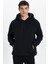 Unisex Oversize Geniş Kesim Pamuklu Yumuşak Dokulu Içi Polarlı Basic Siyah Kapüşonlu Sweatshirt 2