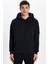 Unisex Oversize Geniş Kesim Pamuklu Yumuşak Dokulu Içi Polarlı Basic Siyah Kapüşonlu Sweatshirt 5