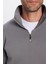 Unisex Relax Fit Rahat Kesim Pamuklu Içi Polarlı Yarım Fermuarlı Gri Dik Yaka Sweatshirt 5