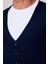 Slim Fit Desenli Lacivert Erkek Yelek 4