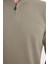 Erkek Slim Fit Dar Kesim Pamuklu Yarım Fermuarlı Dik Yaka Haki Sweatshirt 3