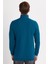 Erkek Slim Fit Dar Kesim Pamuklu Yarım Fermuarlı Dik Yaka Petrol Sweatshirt 5
