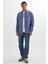 Relax Fit Uzun Kollu Denim Kot Parça Boyalı Çift Cep Fermuarlı Mavi Gömlek 4