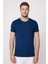 Slim Fit Bisiklet Yaka Düz Basıc Kısa Kol Lacivert T-Shirt 3