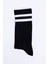Unisex Çizgili Siyah Kolej Tenis Çorabı 3