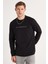 Erkek Standart Fit Pamuklu Bisiklet Yaka Şardonlu Baskılı Siyah Sweatshirt 2