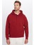 Unisex Oversize Geniş Kesim Pamuklu Yumuşak Dokulu İçi Polarlı Basic Bordo Kapüşonlu Sweatshirt 2