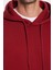 Unisex Oversize Geniş Kesim Pamuklu Yumuşak Dokulu İçi Polarlı Basic Bordo Kapüşonlu Sweatshirt 3