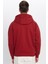 Unisex Oversize Geniş Kesim Pamuklu Yumuşak Dokulu İçi Polarlı Basic Bordo Kapüşonlu Sweatshirt 5