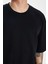 Unisex Oversize Geniş Kesim %100 Pamuk Yumuşak Dokulu Basic Bisiklet Yaka Siyah Tişört 3