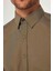 Erkek Slim Fit Dar Kesim Pamuklu Terry Cotton Kumaş Kolay Ütü Haki Gömlek 3