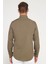 Erkek Slim Fit Dar Kesim Pamuklu Terry Cotton Kumaş Kolay Ütü Haki Gömlek 5