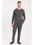 Erkek Standart Fit %100 Pamuk Bisiklet Yaka Beli Lastikli Antrasit Pijama Takımı 5