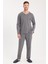 Erkek Standart Fit %100 Pamuk V Yaka Beli Lastikli Gri Pijama Takımı 5