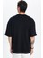 Unisex Oversize Geniş Kesim %100 Pamuk Yumuşak Dokulu Basic Bisiklet Yaka Siyah Tişört 5