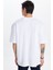 Unisex Oversize Geniş Kesim %100 Pamuk Yumuşak Dokulu Basic Bisiklet Yaka Beyaz Tişört 5