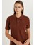 Erkek Slim Fit Dar Kesim Pamuklu Yumuşak Doku Nefes Alan Kumaş Kahverengi Polo Yaka Tişört 3
