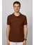 Erkek Slim Fit Dar Kesim Pamuklu Yumuşak Doku Nefes Alan Kumaş Kahverengi Polo Yaka Tişört 5