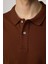 Erkek Slim Fit Dar Kesim Pamuklu Yumuşak Doku Nefes Alan Kumaş Kahverengi Polo Yaka Tişört 6