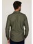 Slim Fit Uzun Kollu Spor Yaka Yıkamalı Çift Cepli Armürlü Denim Yeşil Erkek Gömlek 5