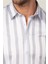 Slım Fit Uzun Kollu Baskılı Çizgili Desenli Erkek Beyaz Gömlek 3