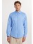 Slim Fit Uzun Kollu Kolay Ütü Teri Emen Nefes Alan Doku Kravatlık Dört Mevsim Mavi Erkek Gömlek 4
