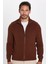 Erkek Slim Fit Dar Kesim Desenli Yarım Balıkçı Yaka Fermuarlı Kahverengi Hırka 4