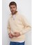 Unisex Relax Fit Rahat Kesim Pamuklu İçi Polarlı Yarım Fermuarlı Ekru Dik Yaka Sweatshirt 6