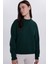 Kadın Oversize Geniş Kesim Pamuklu Bisiklet Yaka Yeşil Sweatshirt 4