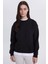 Kadın Oversize Geniş Kesim Pamuklu Bisiklet Yaka Siyah Sweatshirt 5