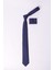 Düz Cep Mendilli İndigo Erkek Kravat 2