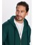 Unisex Relax Fit Rahat Kesim Pamuklu İçi Polarlı Çift Cepli Fermuarlı Yeşil Kapüşonlu Sweatshirt 2