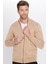 Unisex Slim Fit Dar Kesim Bej Dik Yaka Fermuarlı Düz Hırka 5