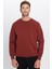 Unisex Relax Fit Rahat Kesim Pamuklu Yumuşak Dokulu Polarlı Kahverengi Bisiklet Yaka Sweatshirt 5